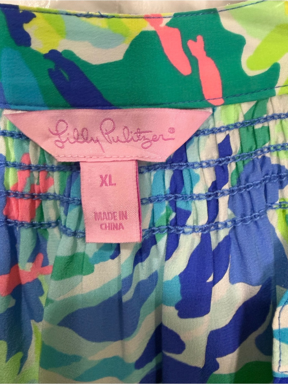 Lilly Pulitzer Elsa Blouse Wade and Sea Print Long-Sleeve Tunic Top XLarge - Picture 5 of 6